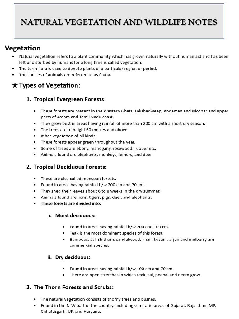 Geography Ch-5 Natural Vegetation | PDF | Forests