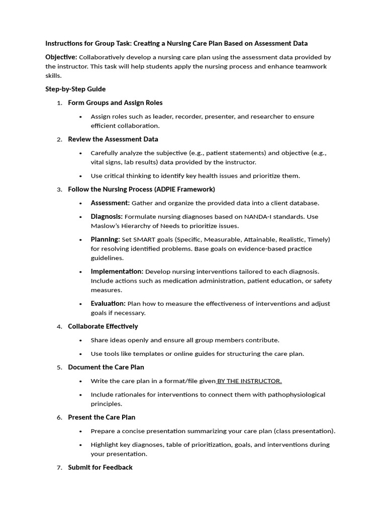 NCP Making Instruction | PDF | Evidence Based Medicine | Nursing