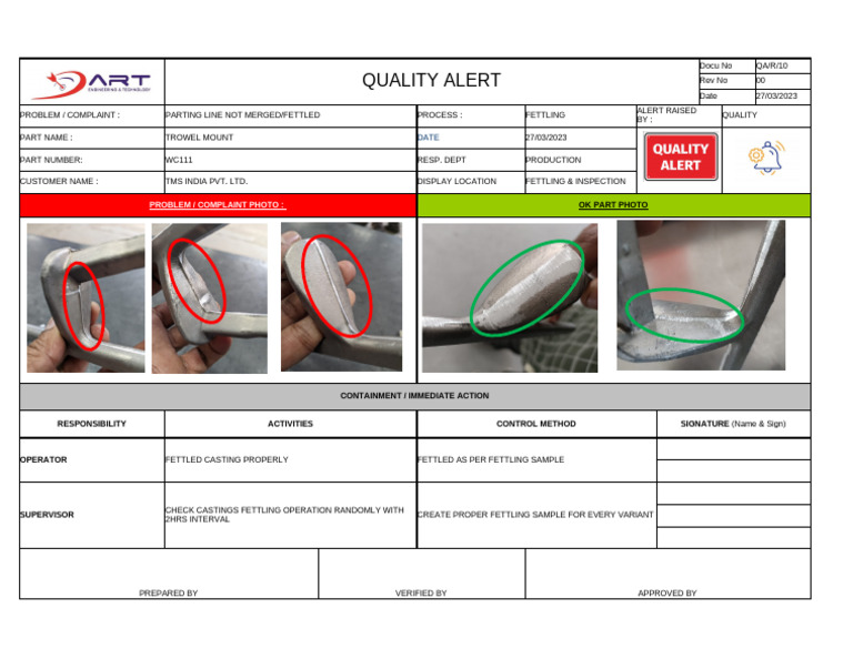 Qa-R-10 Quality Alert Wc111 | PDF