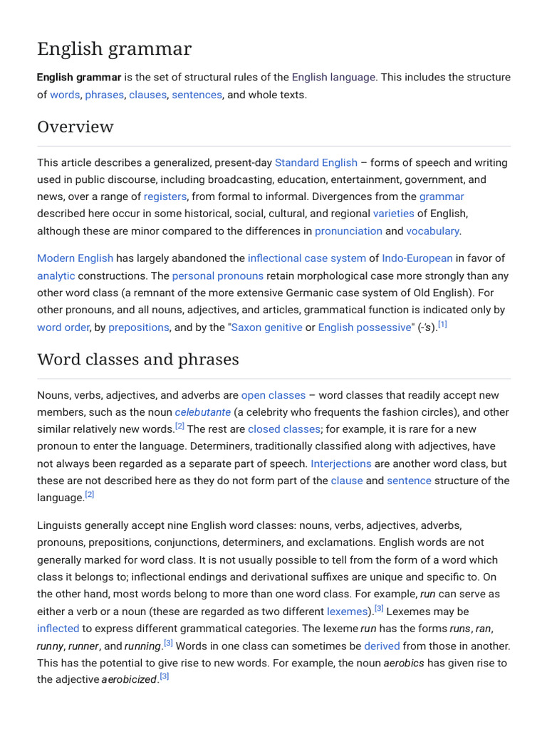 Overview of English Grammar Rules | PDF | English Grammar | Grammatical ...