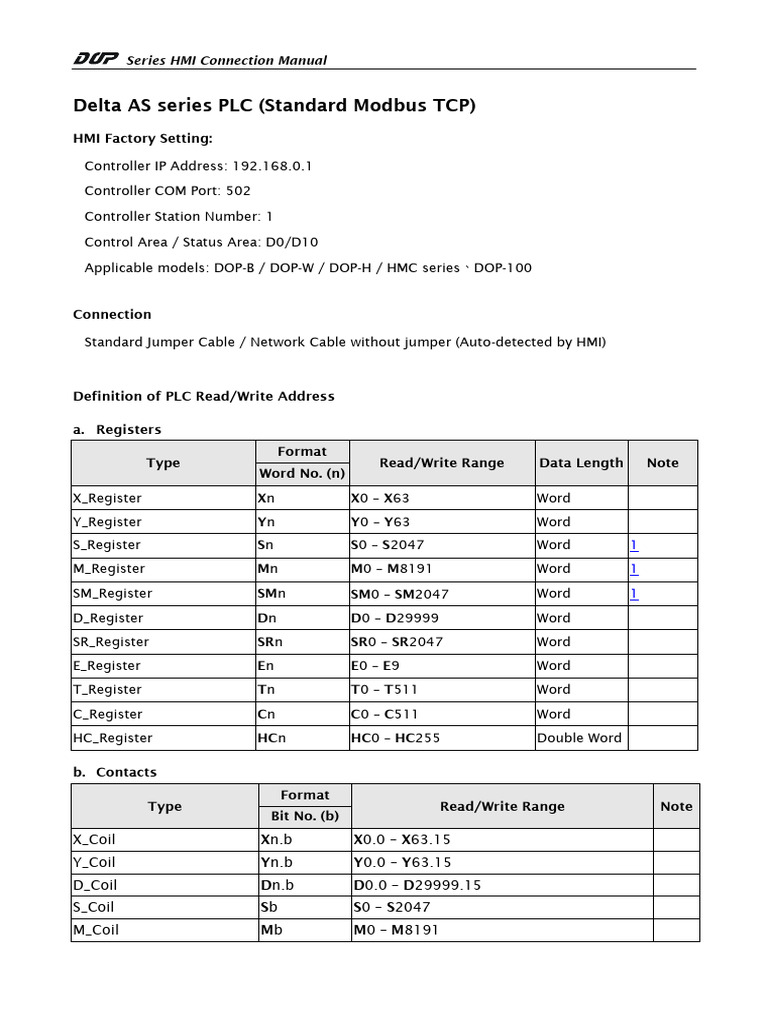 Delta HMI Modbus Connection Guide | PDF | Computer Engineering ...