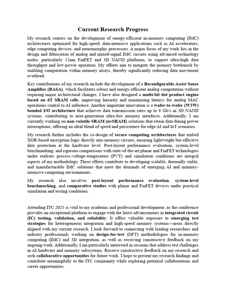 Current Research Progress | PDF | Computer Memory | Artificial Intelligence