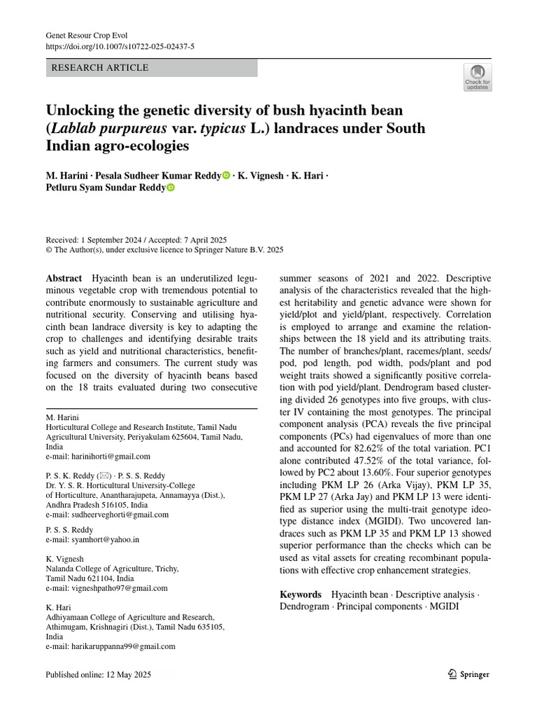 Unlocking The Genetic Diversity of Bush Hyacinth Bean (Lablab Purpureus ...
