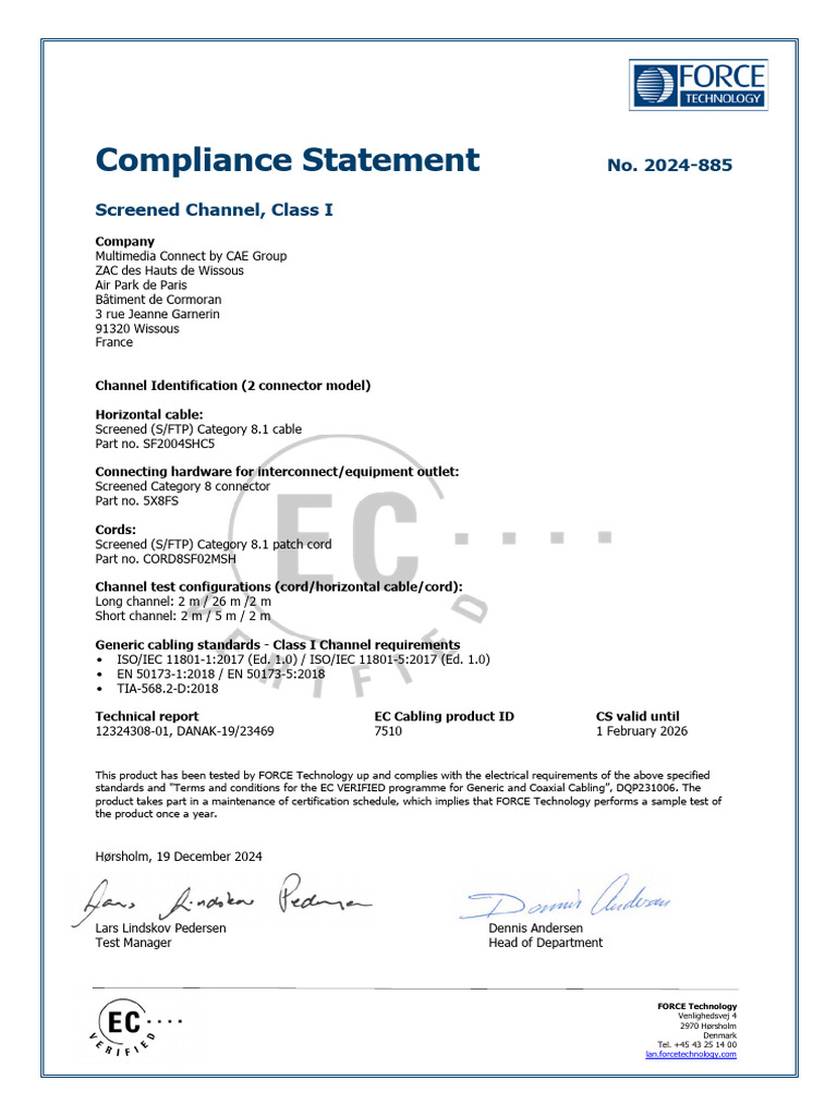 Compliance Statement No. 2024-885 | PDF | Electronics | Electrical ...