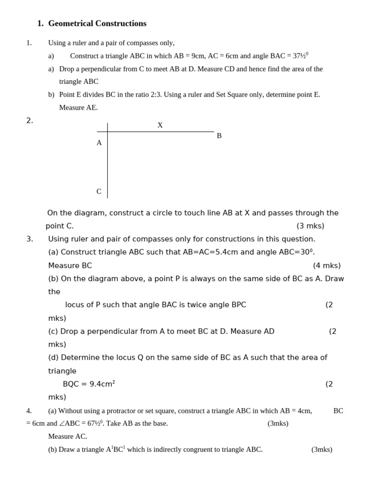Geometric Constructions and Calculations | PDF | Circle | Triangle
