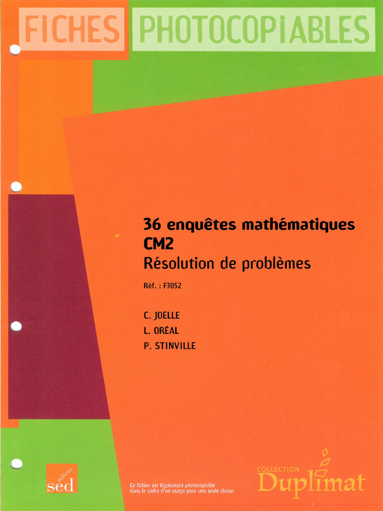 SED CM2 36 Enqu 234 Tes Math 233 Matiques | PDF