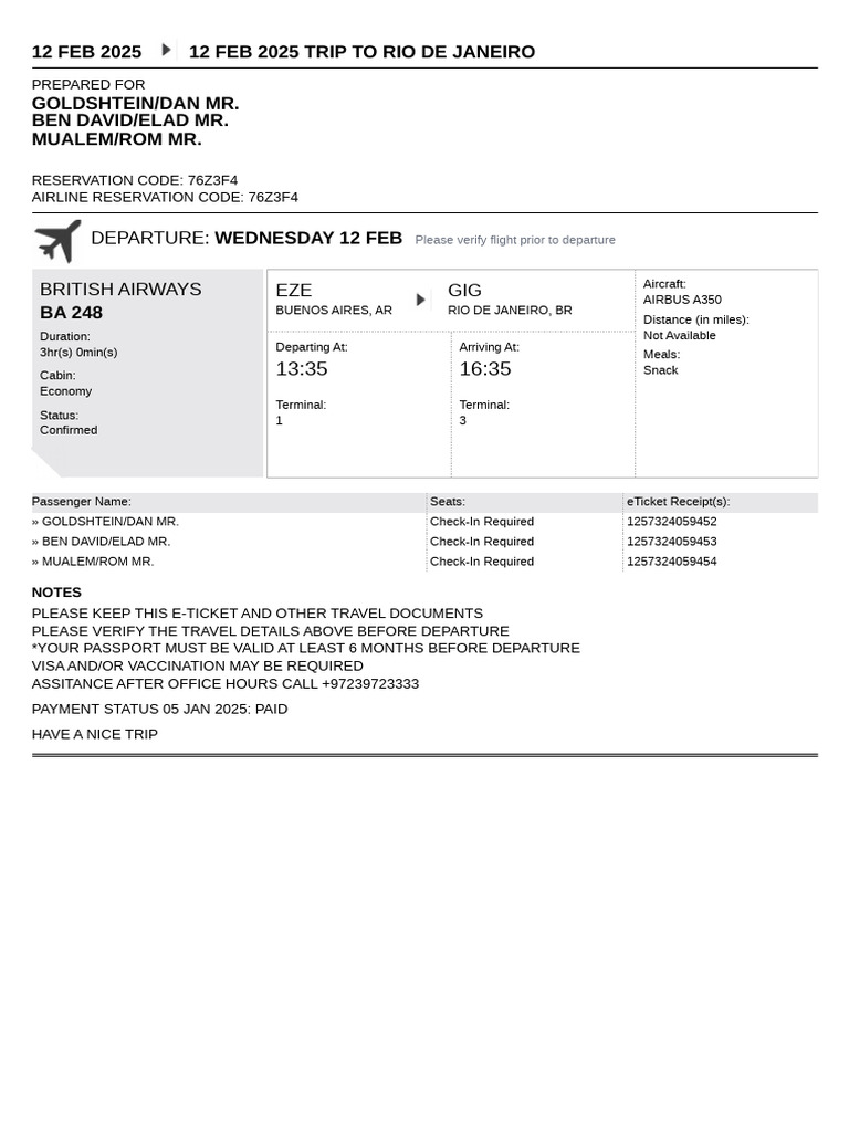 BA 248 Flight Confirmation Details | PDF