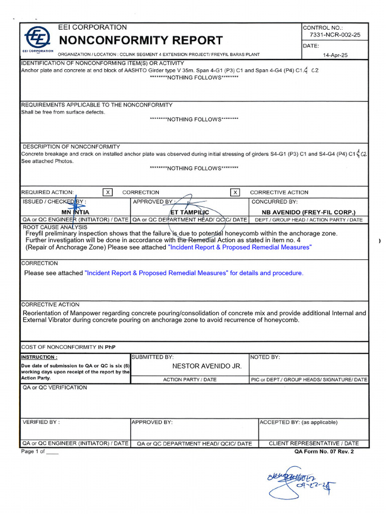 Anchorage Zone Failure Inspection Report | PDF