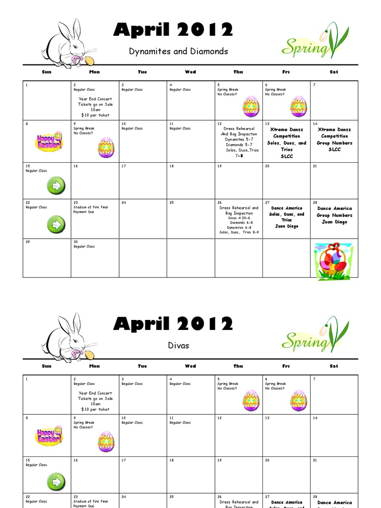 April 2012 Dance Class Schedule | PDF