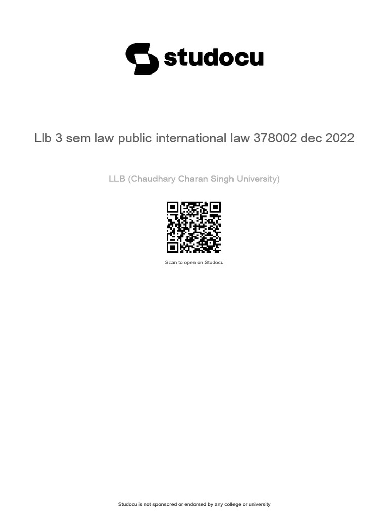 LLB 3rd Sem Public International Law 2022 | PDF