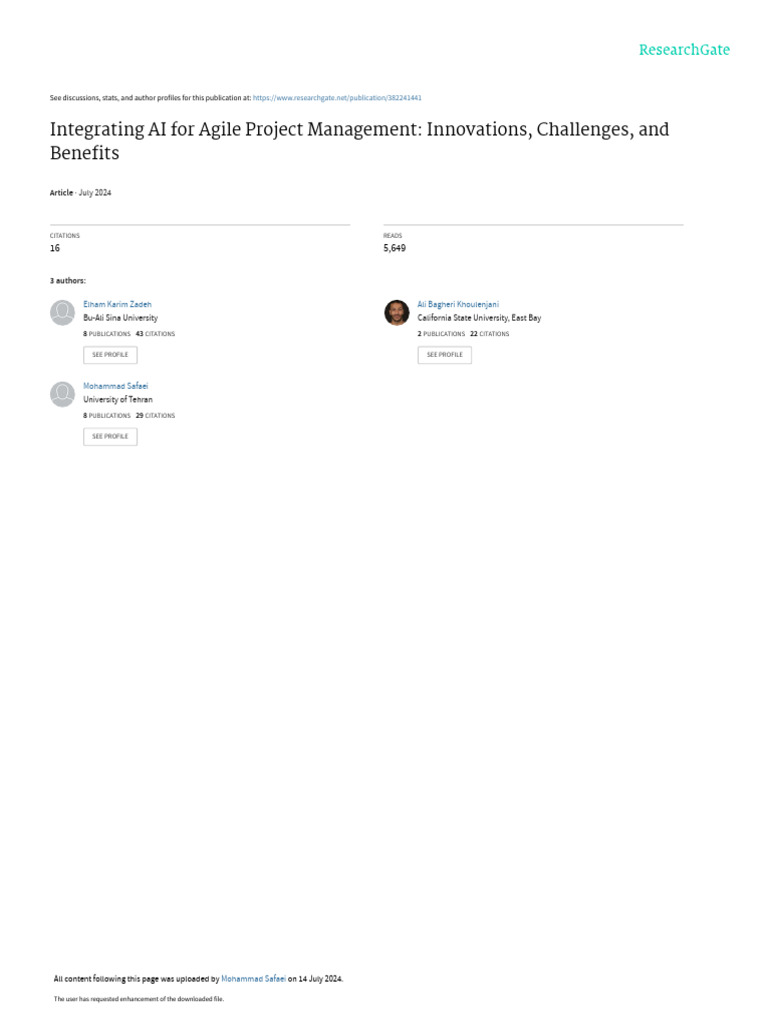 AI Innovations in Agile Project Management | PDF | Artificial ...