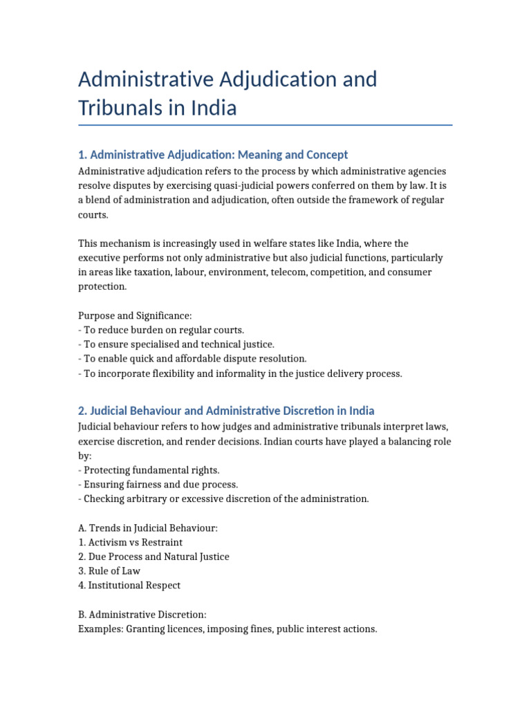 Administrative Adjudication in India | PDF | Tribunal | Administrative Law