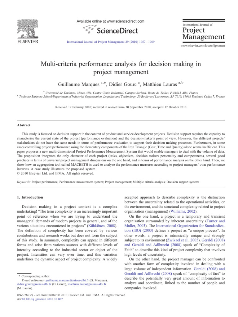 Multi-Criteria Project Performance Analysis | PDF | Project Management ...
