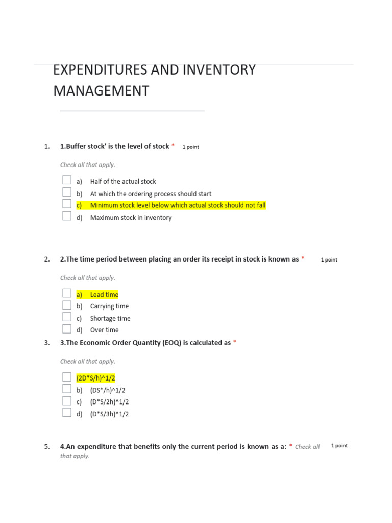 Answer On Income and Expenditure and Inventory Management | PDF ...