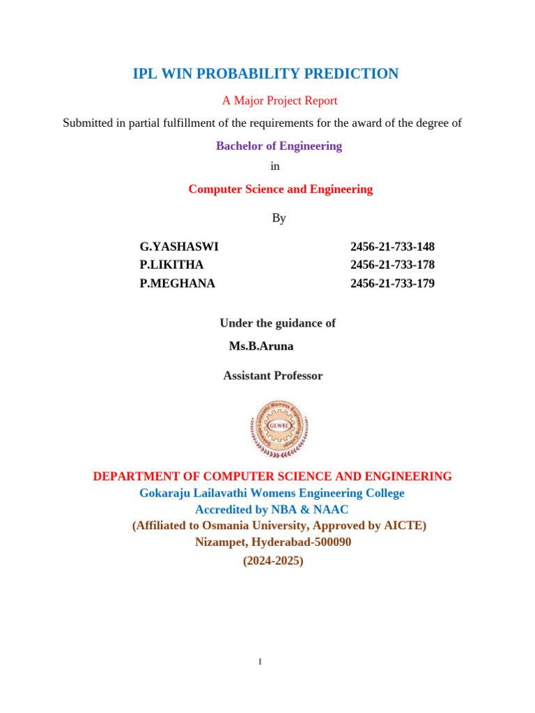 IPL Win Probability Prediction Model | PDF | Unified Modeling Language ...
