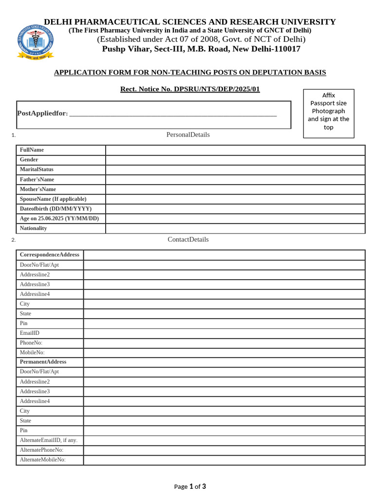 Deputation Application Form PDF | PDF | Justice | Crime & Violence