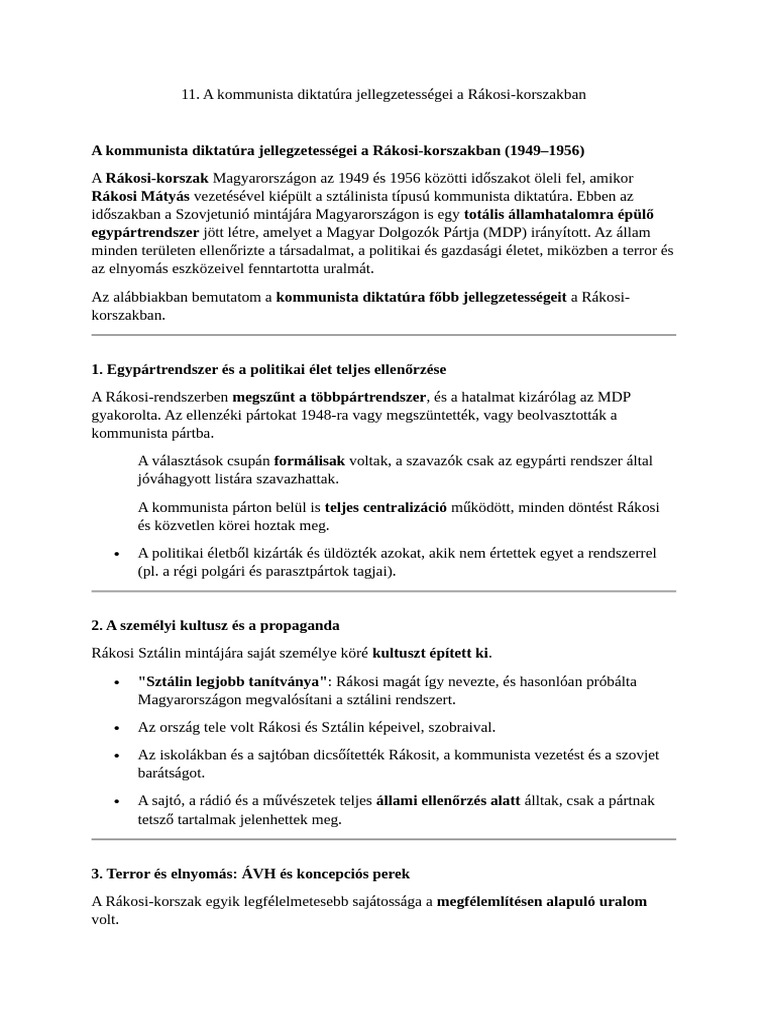 Rákosi Diktatúra | PDF