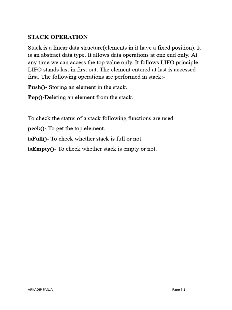 Stack Operations: Push and Pop Explained | PDF | Queue (Abstract Data ...