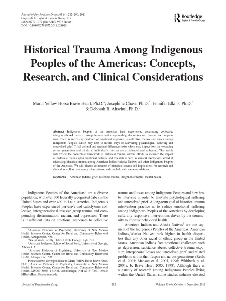 Historical Trauma in Indigenous Peoples | PDF | Psychological Trauma ...