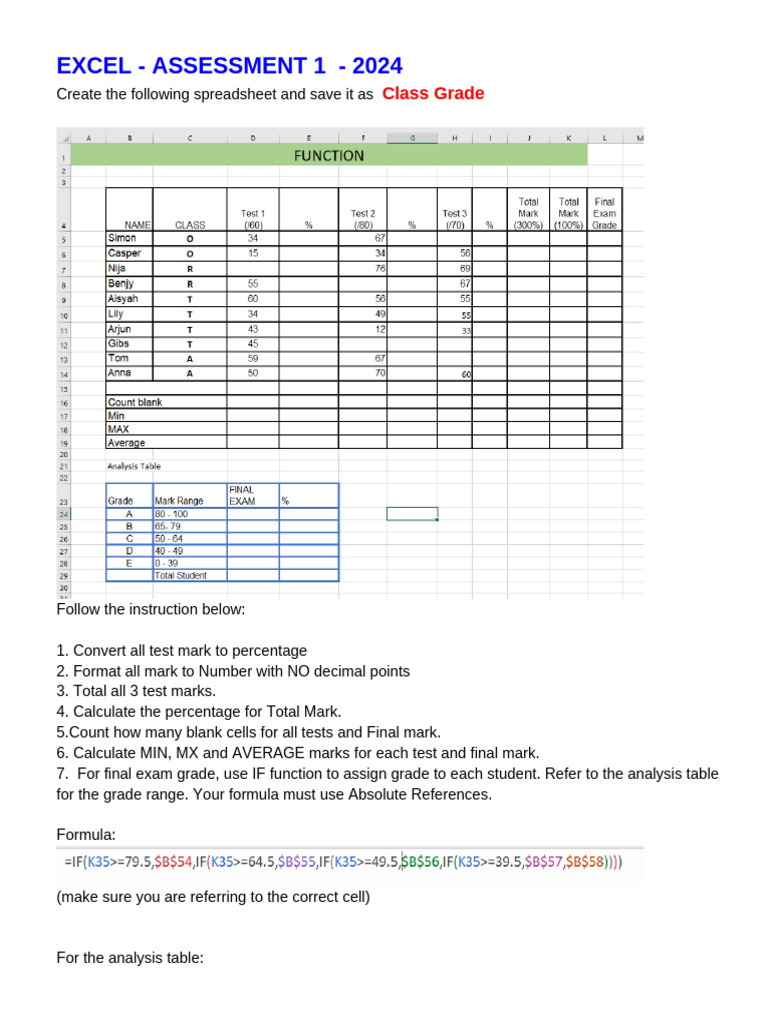 Excel Grade Calculation Guide 2024 | PDF