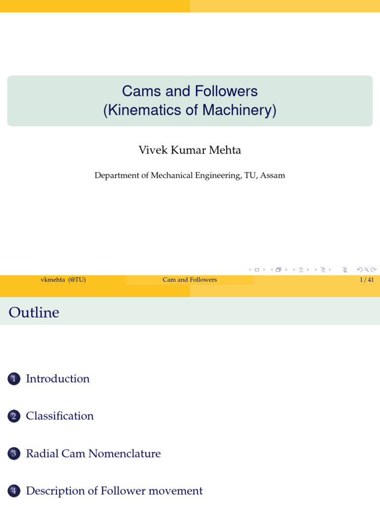 Cam and Follower Mechanics Overview | PDF | Acceleration | Machines