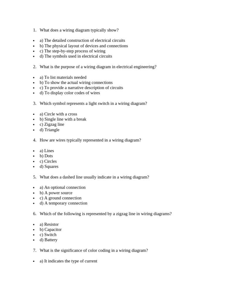 Wiring Diagram Quiz | PDF | Capacitor | Electrical Wiring