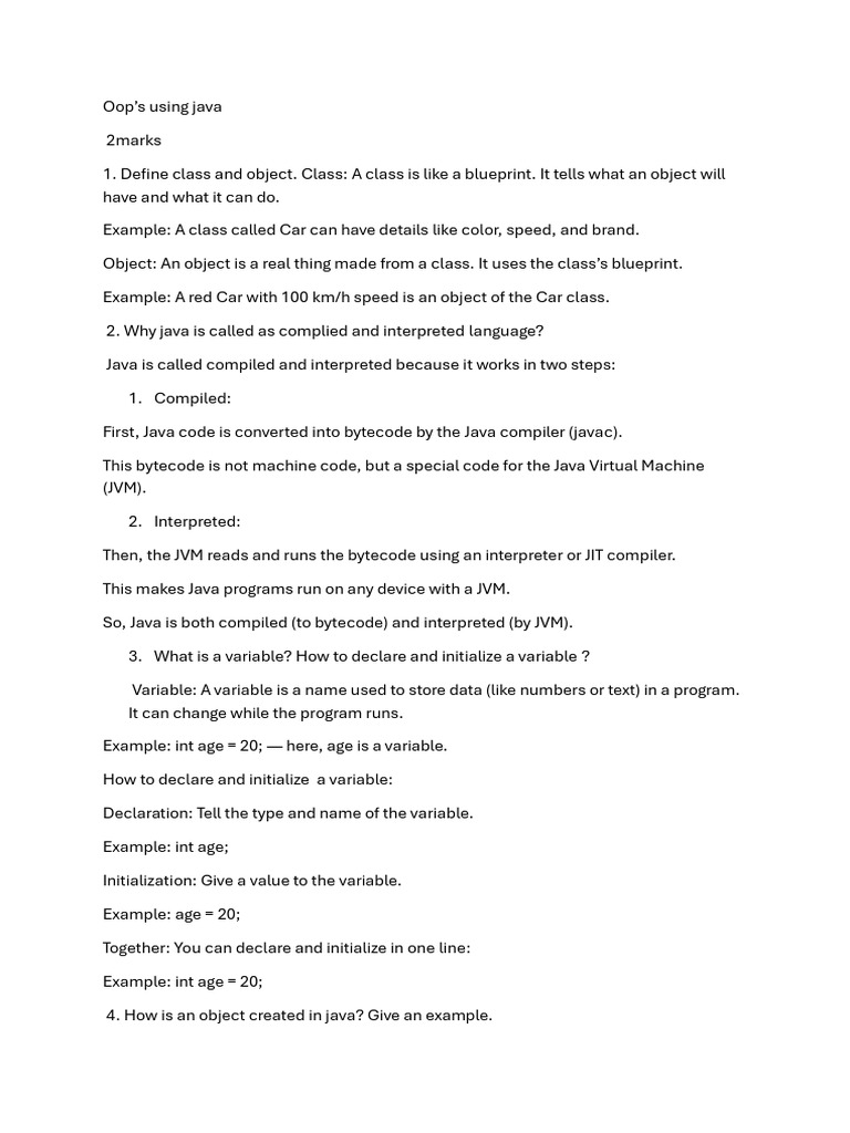 Java OOP Concepts and Programming Basics | PDF | Java Virtual Machine ...