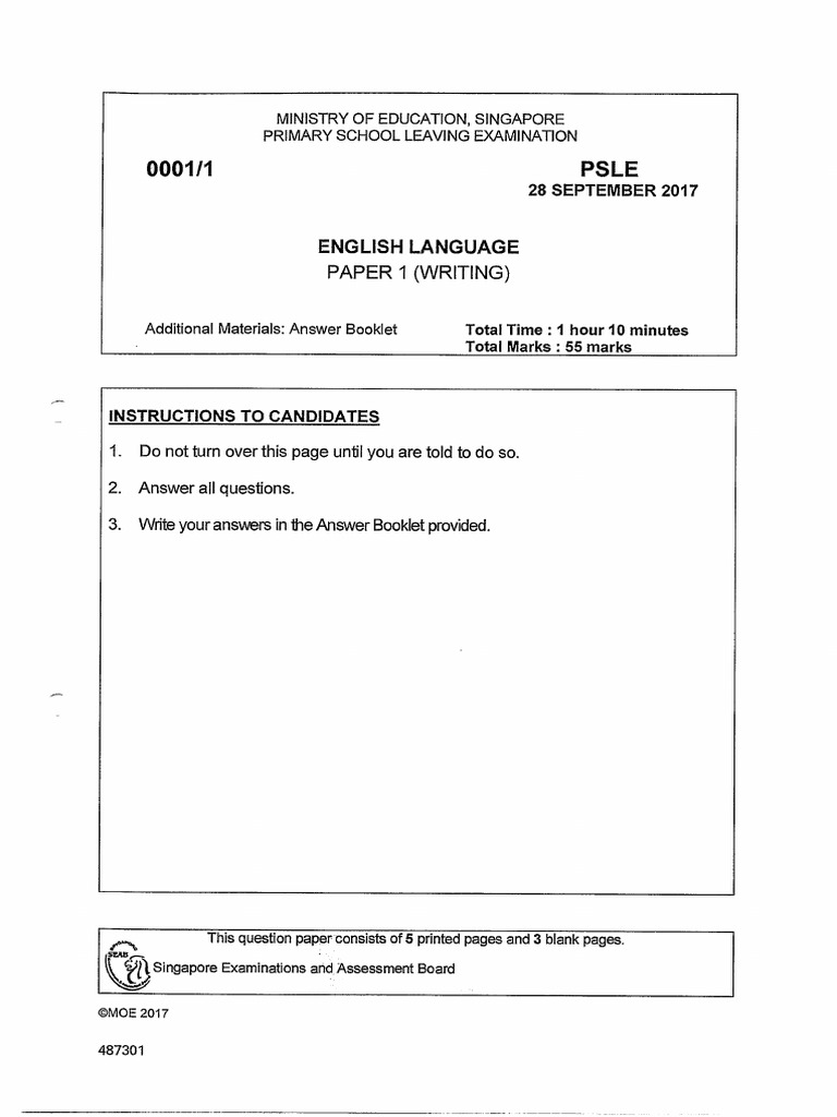 PSLE English Paper 1 - 2017 Exam | PDF | Toothbrush