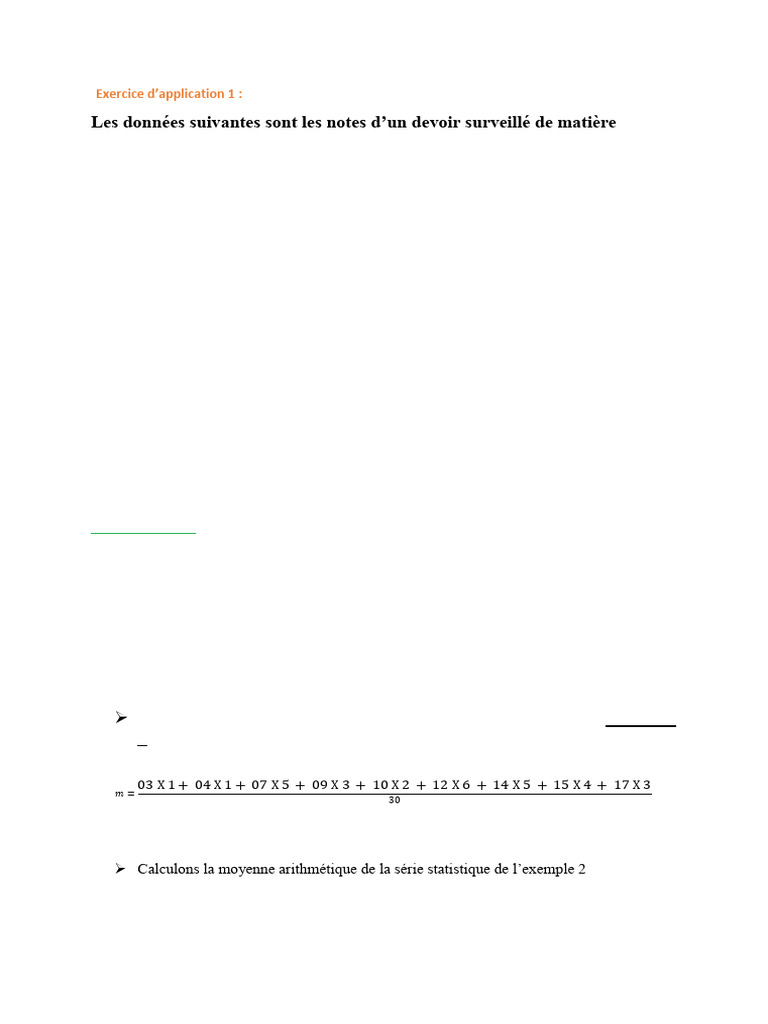 Analyse statistique des notes en français | PDF | Moyenne arithmétique ...