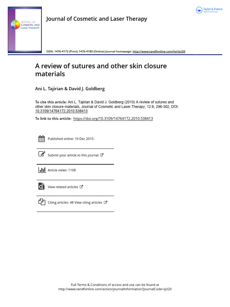 Suture Materials for Skin Closure Review | PDF | Surgical Suture | Wound