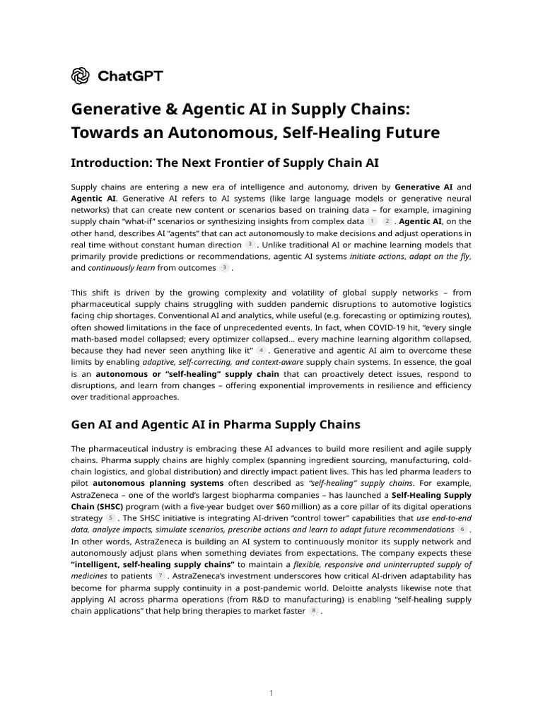 Generative & Agentic AI in Supply Chains | PDF | Artificial ...