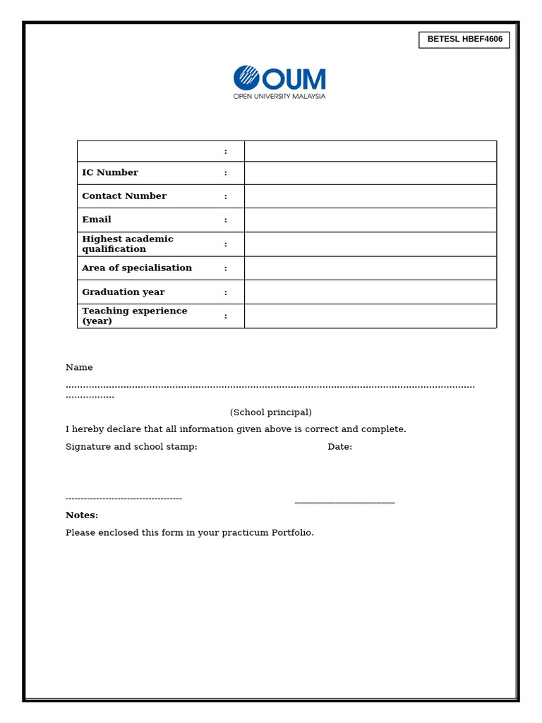 Co-Teacher Practicum Form | PDF