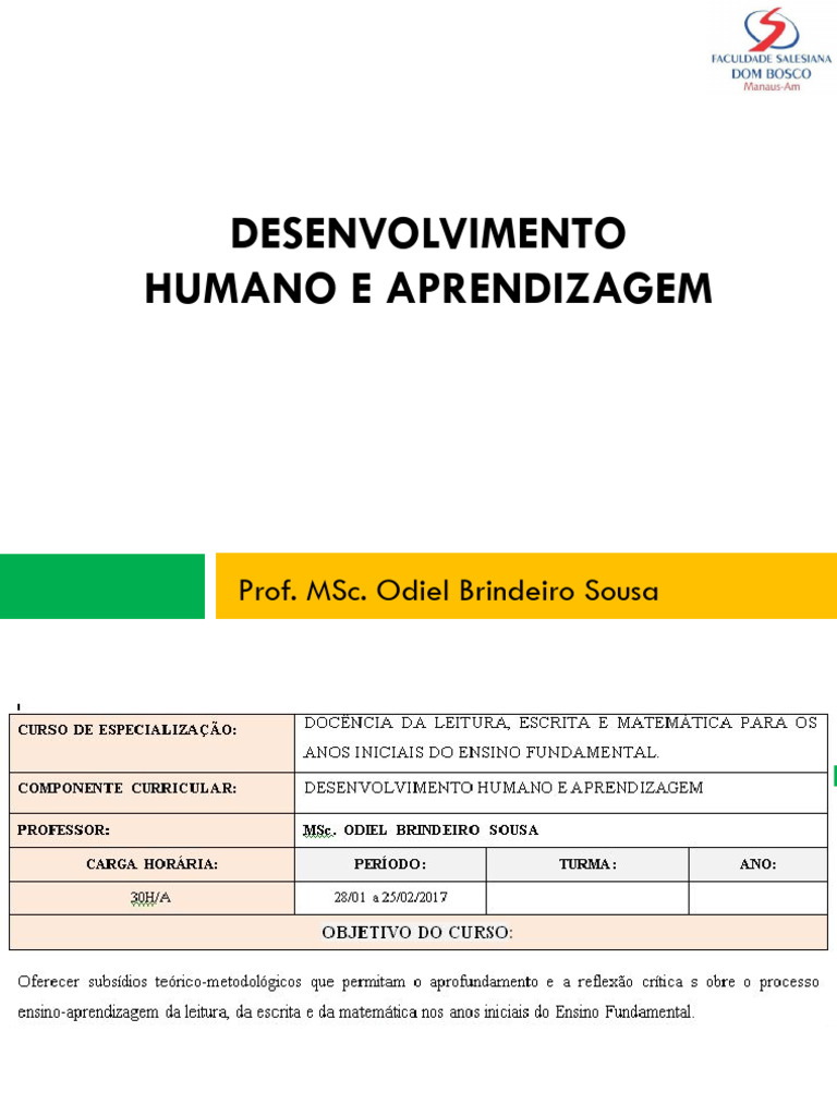 Desenvolvimento Humano e Aprendizagem | PDF | Aprendizado | Quociente ...
