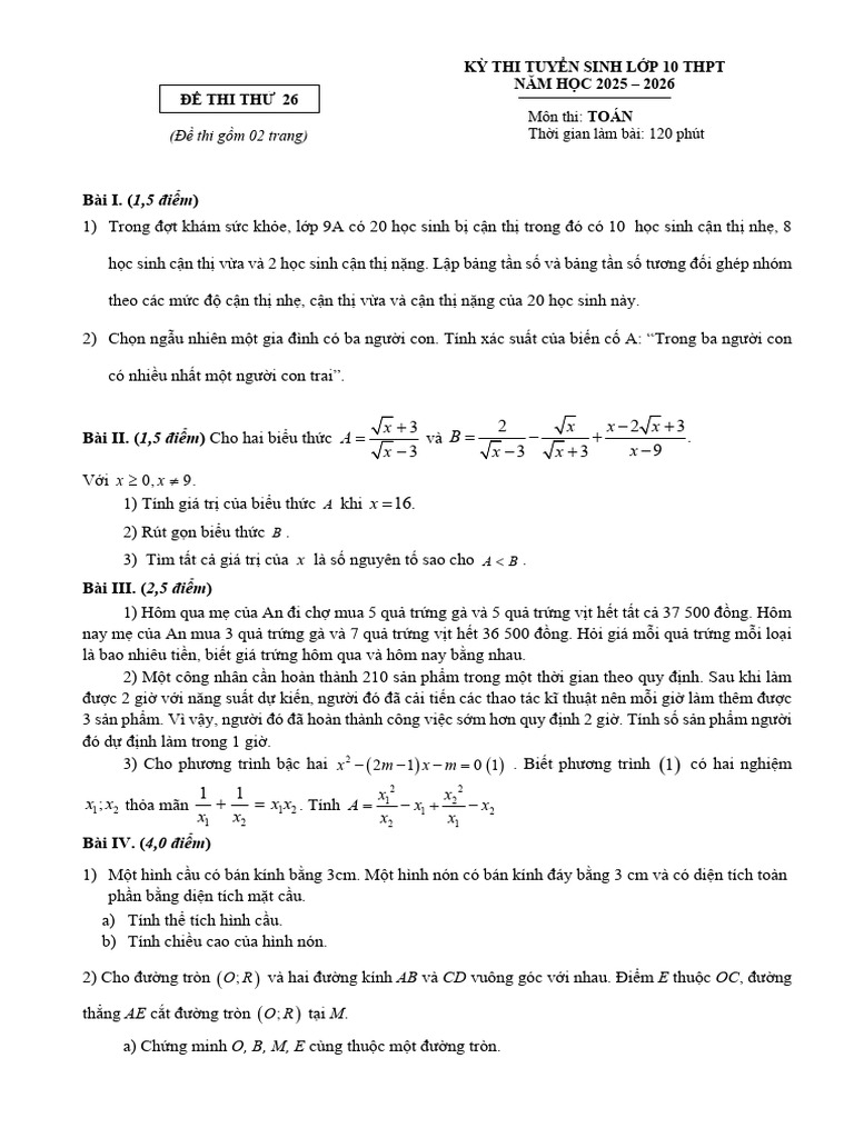Đề số 26 | PDF