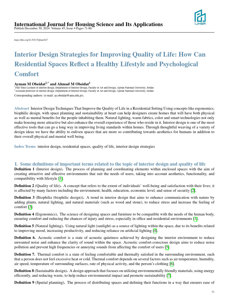 Enhancing Life Quality Through Interior Design | PDF | Ventilation ...