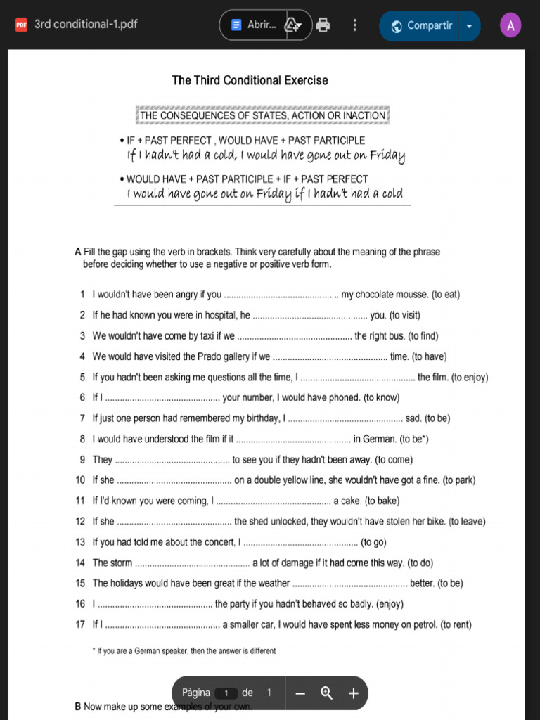 Third Conditional Grammar Exercise | PDF | Language Mechanics | Grammar