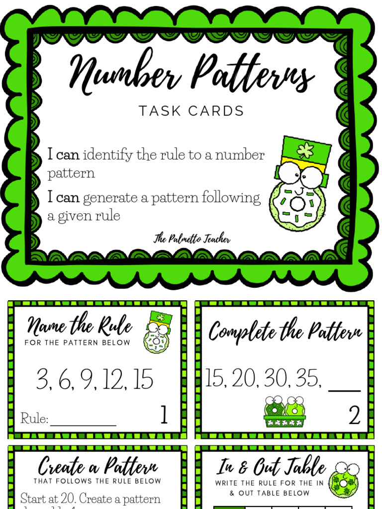 Number Patterns Task Cards Guide | PDF | Chess | Chess Theory