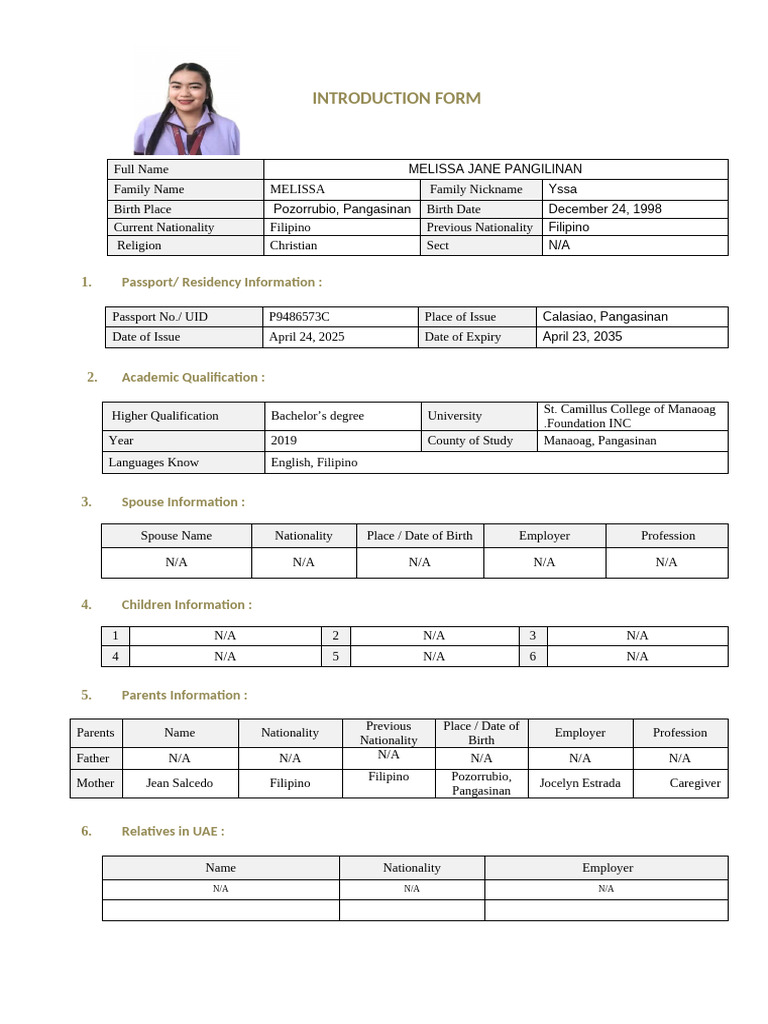 Introduction Form For Workers | PDF | Chess Openings | Chess