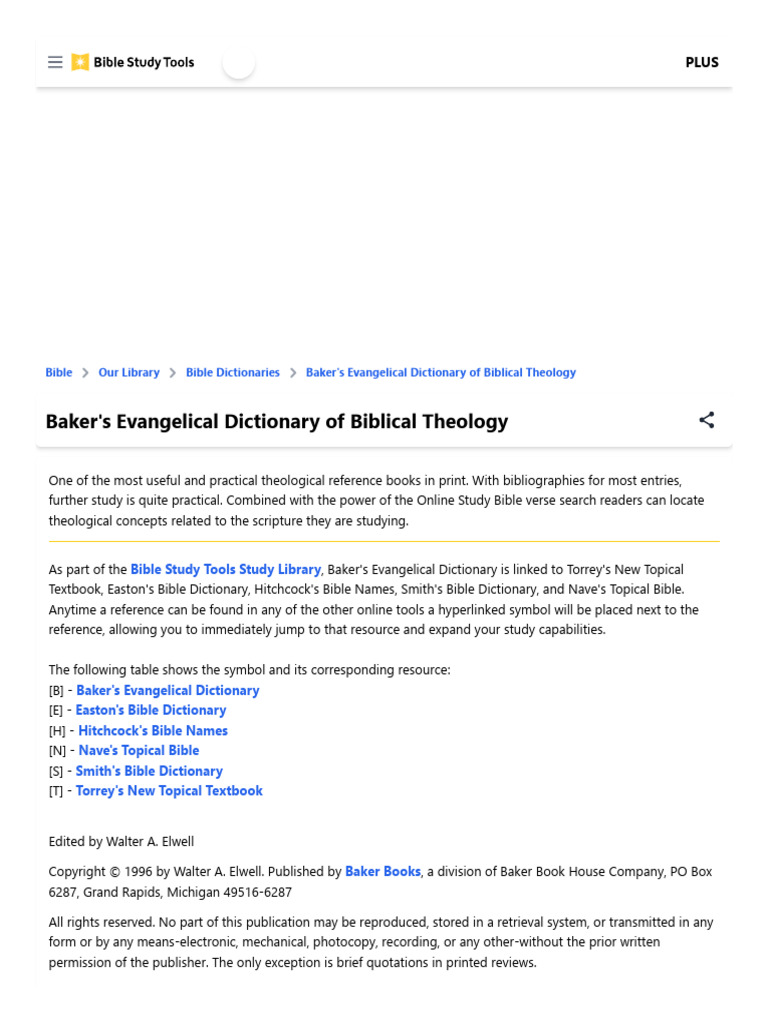 Baker's Evangelical Dictionary Overview | PDF | Bible | Religious ...