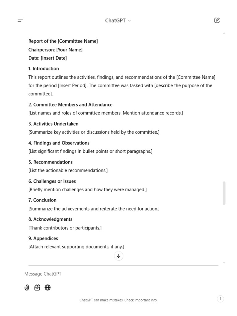 Committee Report Summary and Recommendations | PDF