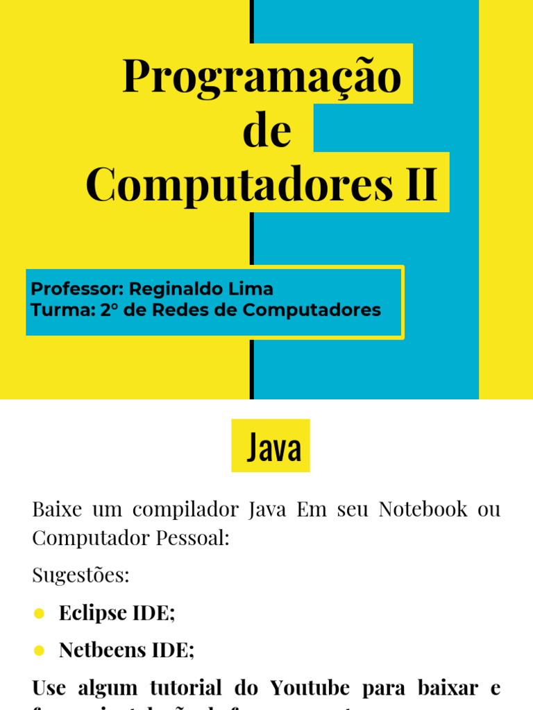 Aula 03 - Programação de Computadores I | PDF