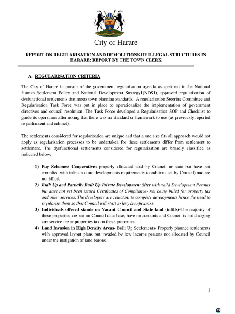 Regularisation and Demolitions Report-1 | PDF
