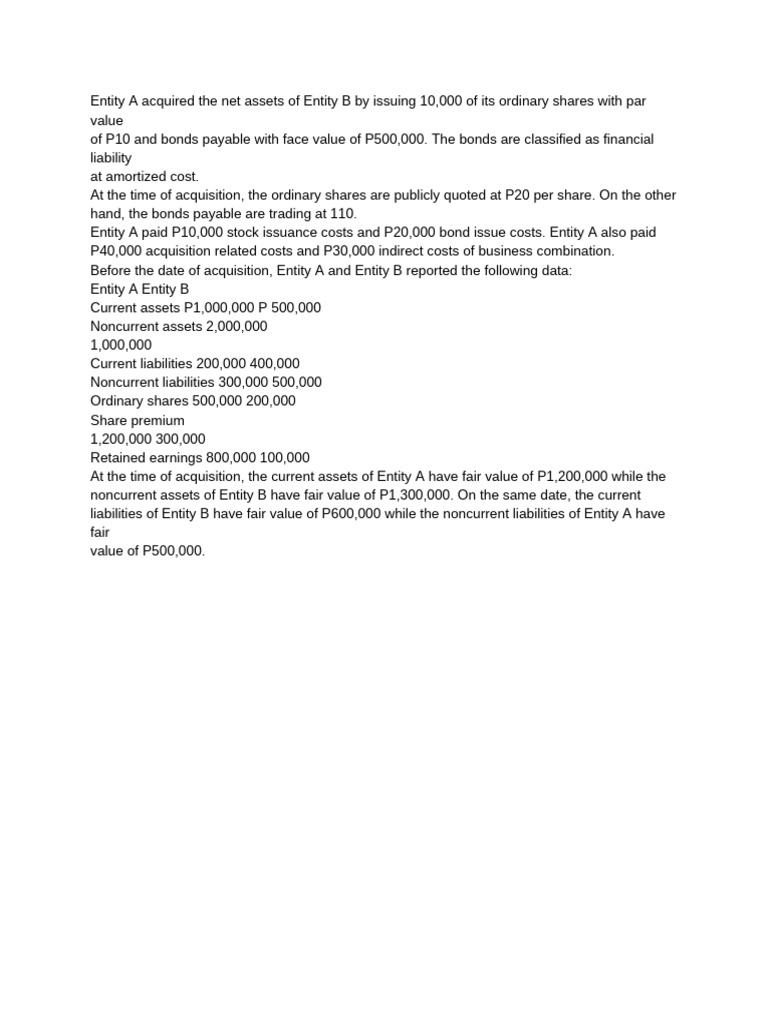 Entity A's Acquisition of Entity B Assets | PDF