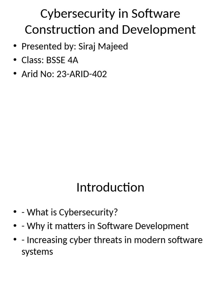 Cybersecurity in Software Development | PDF