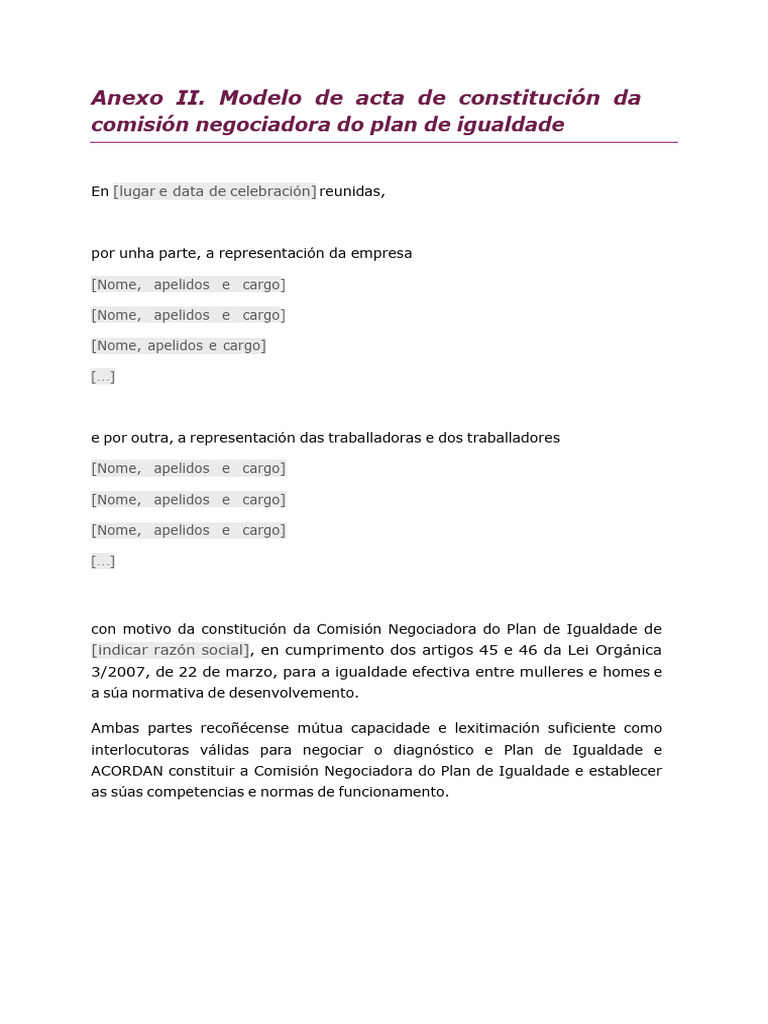MOD 2 - Anexo II. Modelo de Acta de Constitución Da Comisión ...