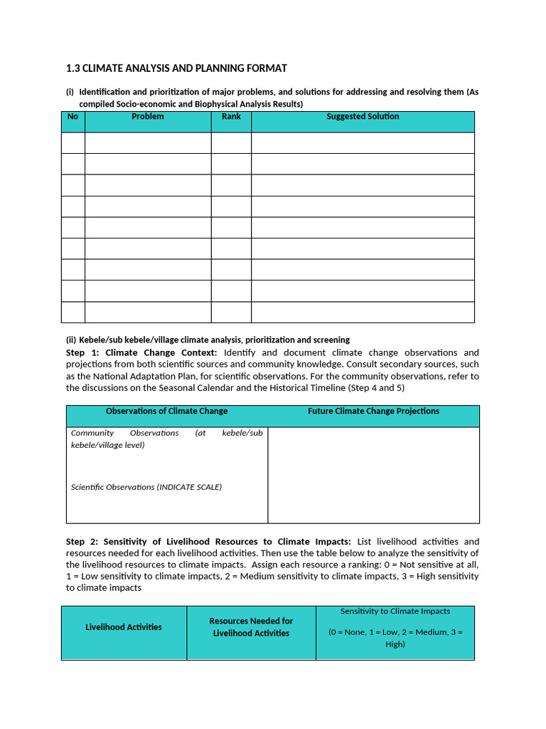 Step 5. CLIMATE ANALYSIS AND PLANNING FORMAT | PDF | Hazards | Natural ...