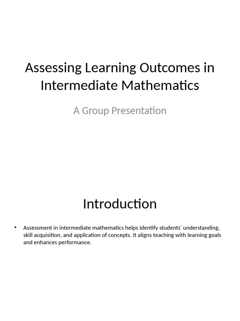 Assessing Learning Outcomes Math Presentation | PDF