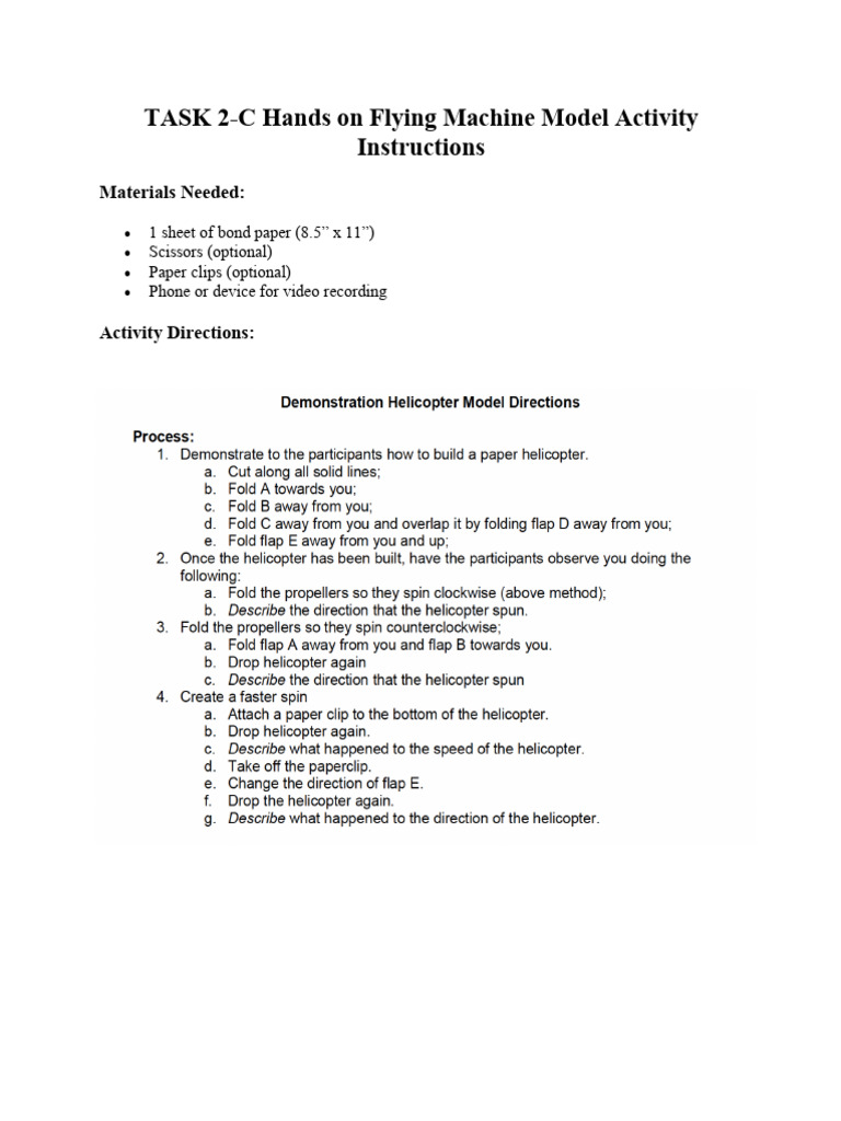 Flying Machine Model Video Activity | PDF