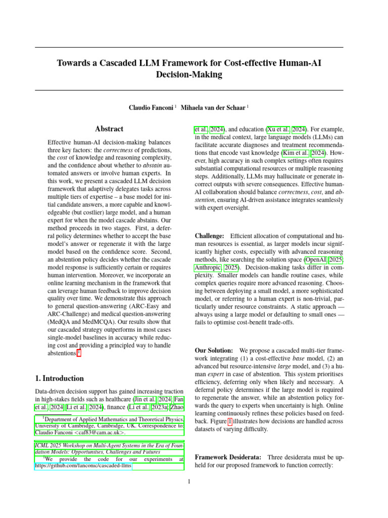 Towards a Cascaded LLM Framework for Cost-effective Human-AI Decision ...