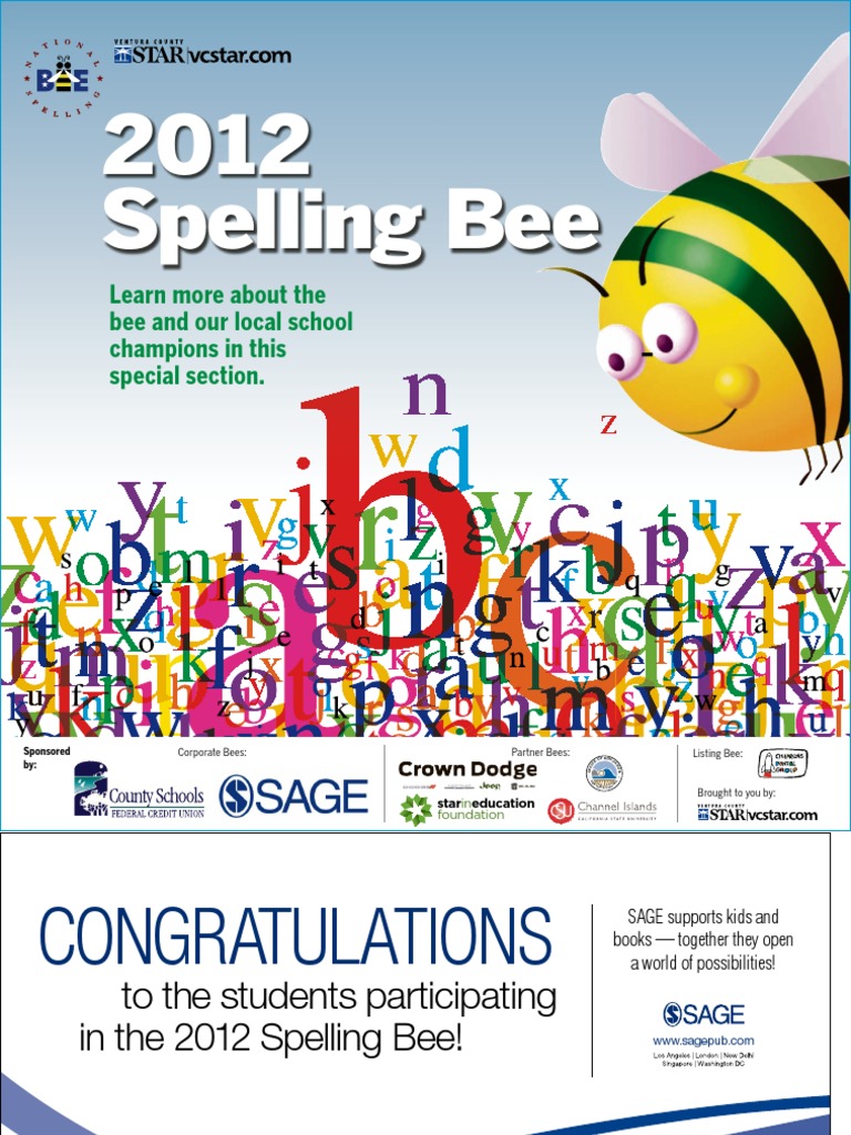 '12 Spelling Bee | PDF | Spelling | Orthography